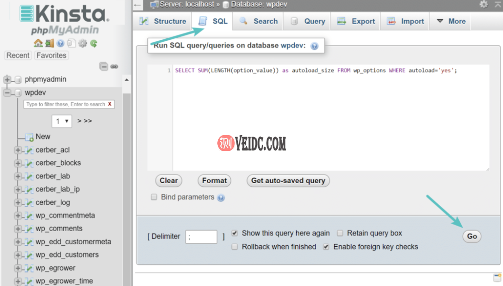 phpMyAdmin中的自动加载大小查询