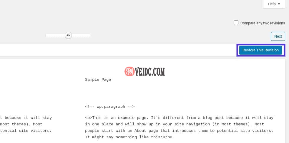 在WordPress中恢复到旧版本
