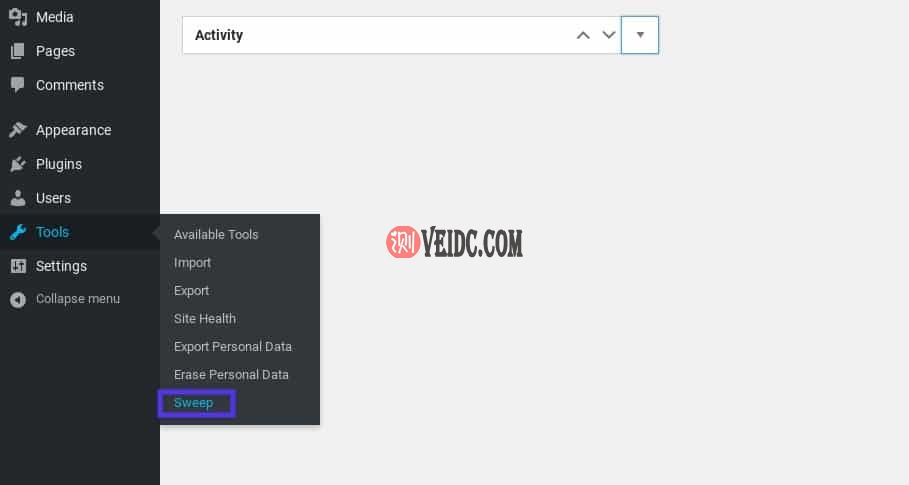 在WordPress中查找WP-Sweep插件设置