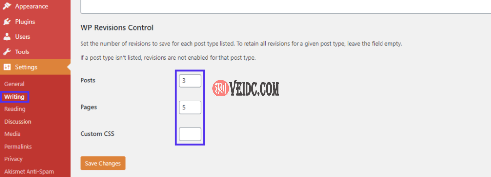 WP修订版本控制设置