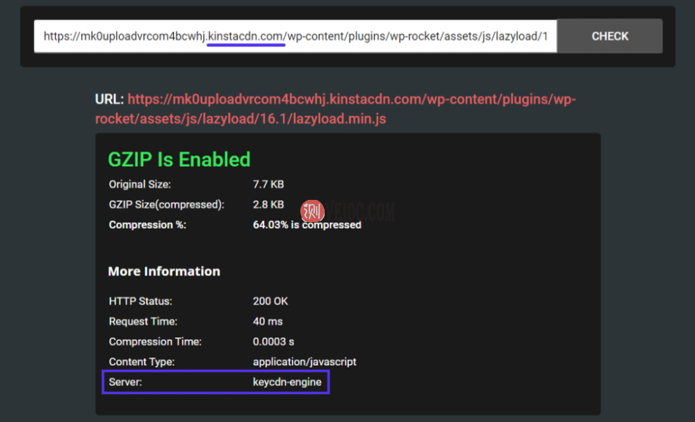 由CDN托管的资产的GZIP压缩测试