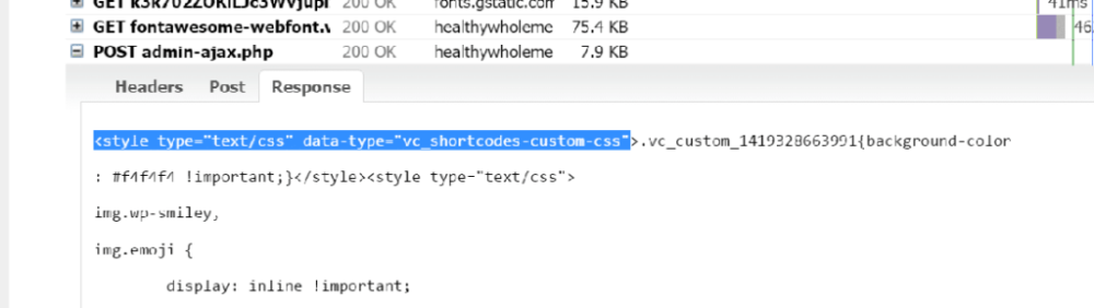 另一个POST admin-ajax.php请求的响应数据