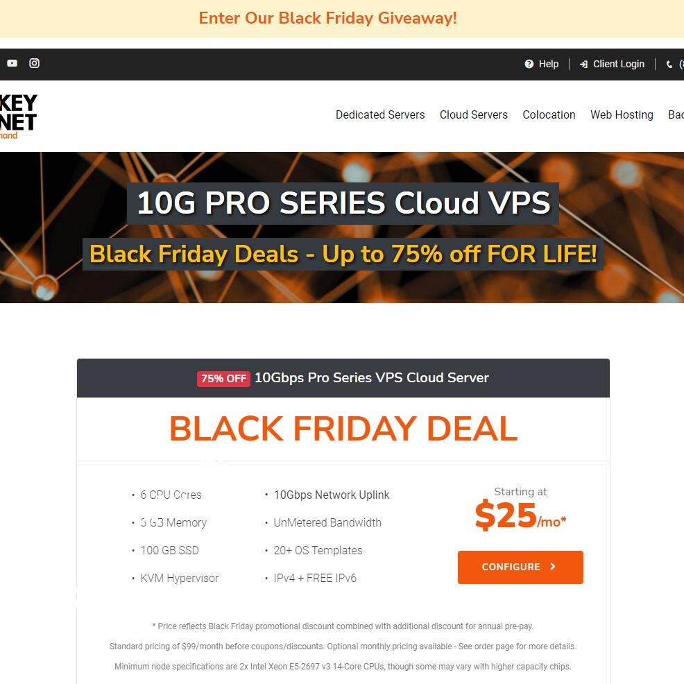 TurnkeyInternet：黑色星期五特价，美国大带宽VPS，免费Windows，高达10Gbps端口不限流量，6核8G100GB存储，$25/月-国外主机测评