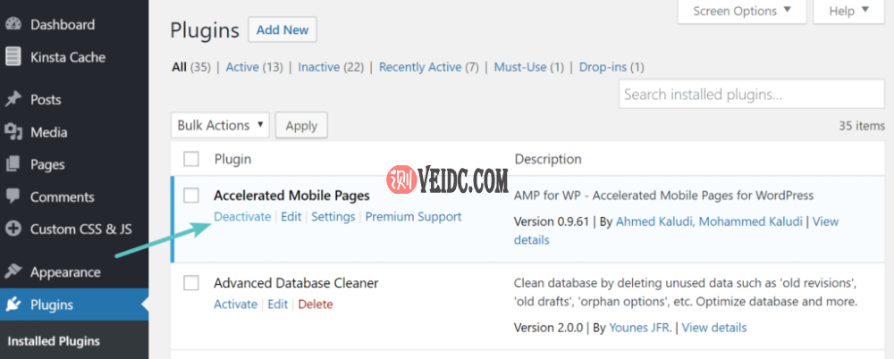 停用AMP for WP插件