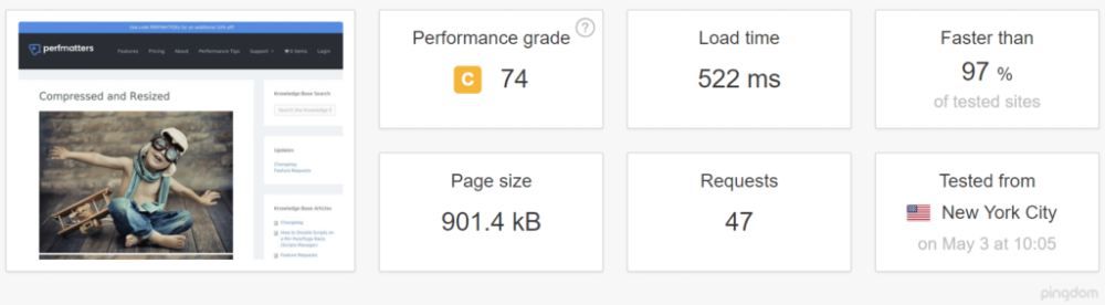速度测试压缩（Pingdom）