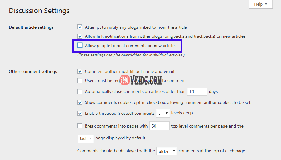 WordPress的讨论设置