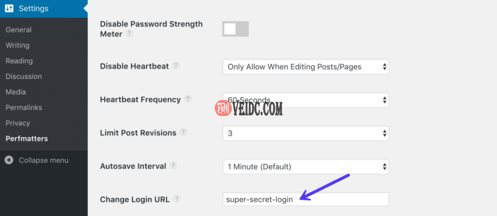 在Perfmatters中更改WordPress登录URL