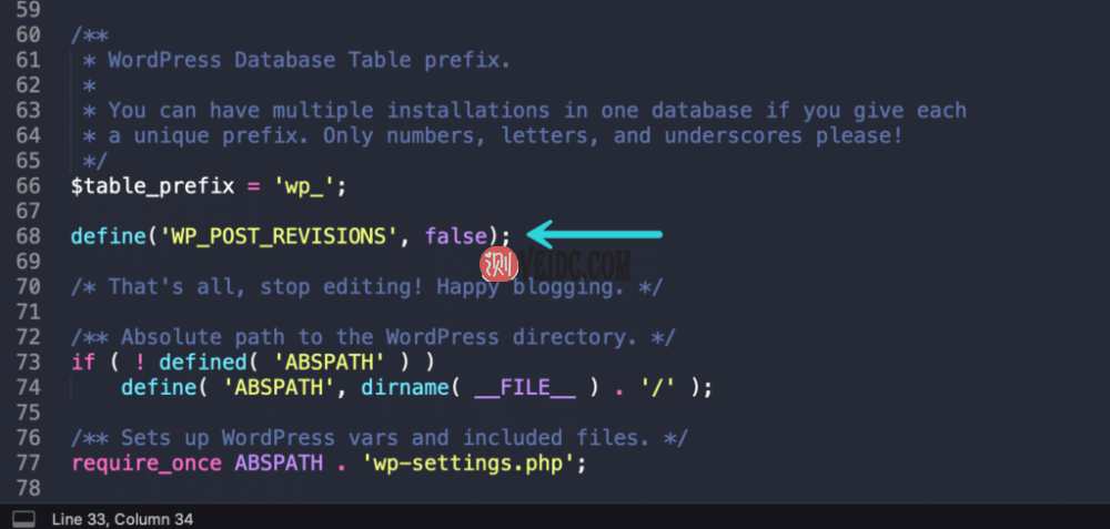 在wp-config.php中禁用后期修订