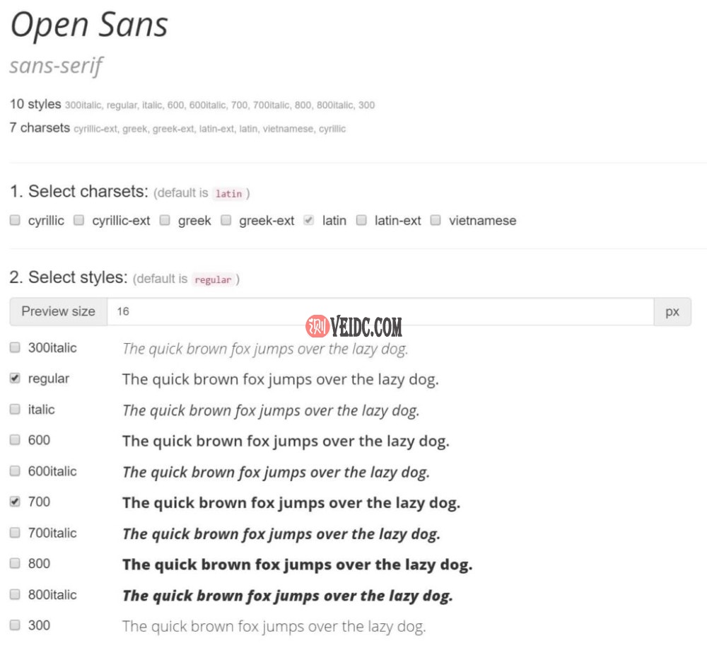 下载Open Sans网络字体