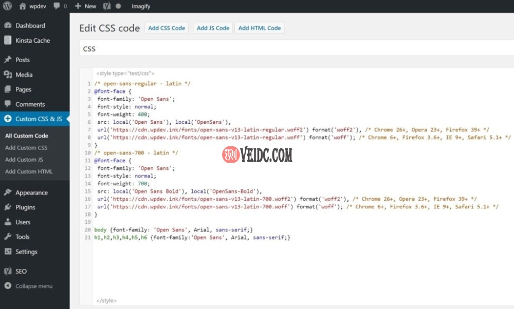 本地托管的Open Sans字体的CSS