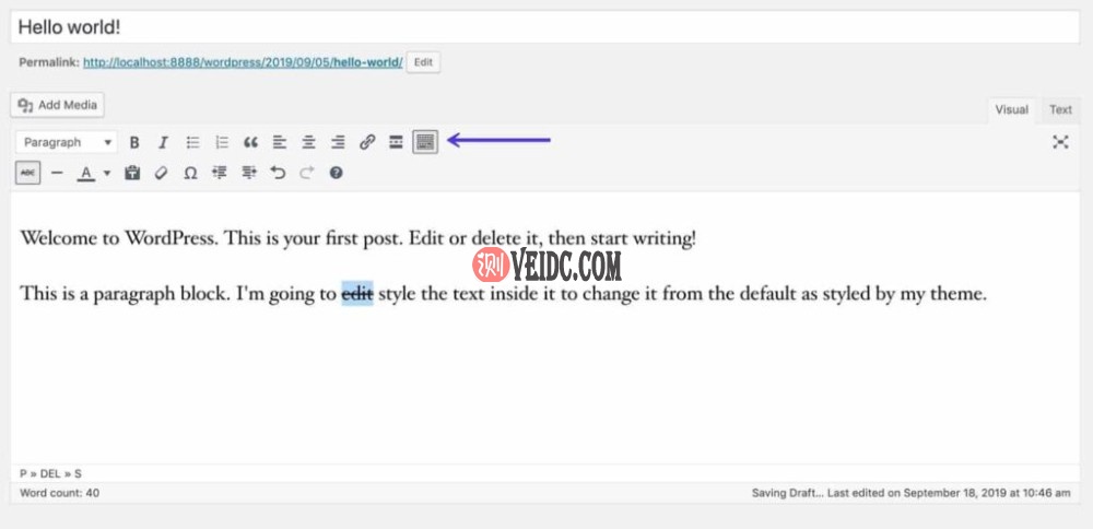 经典编辑器样式工具栏