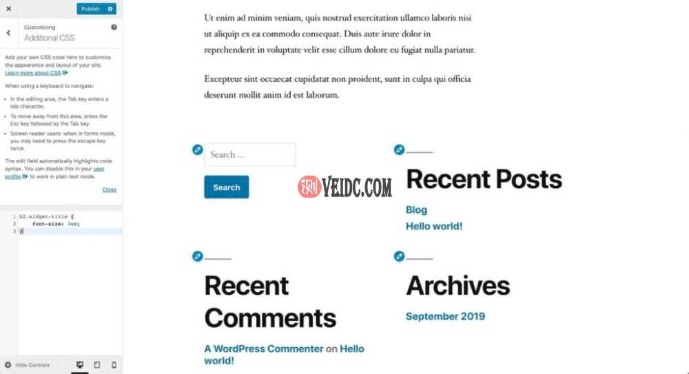 使用额外CSS设置字体大小