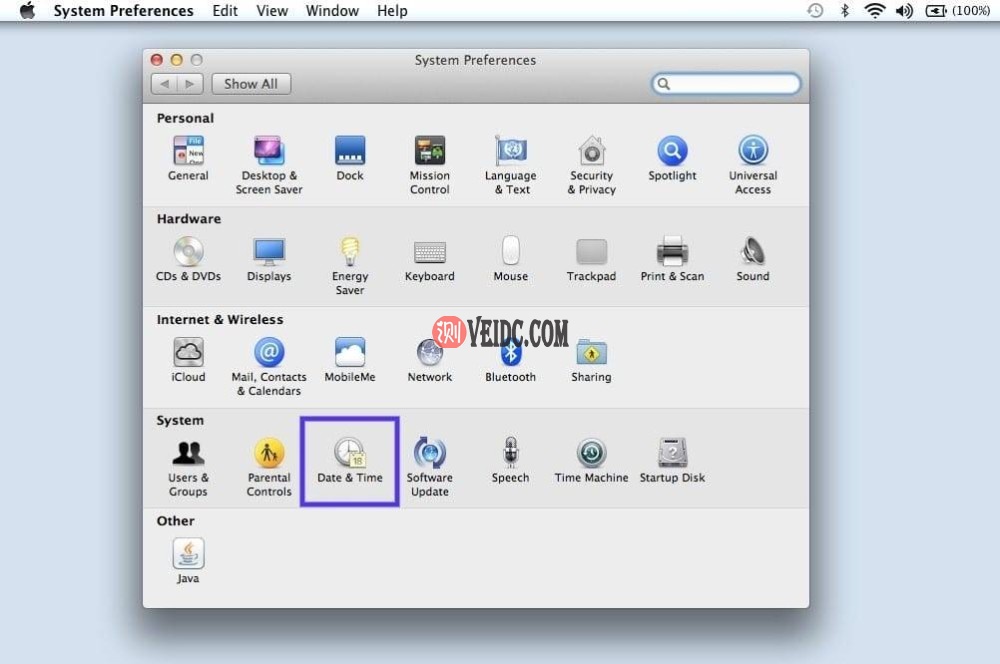 在首选项中找到日期和时间选项