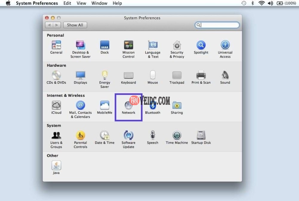 在首选项中找到网络选项
