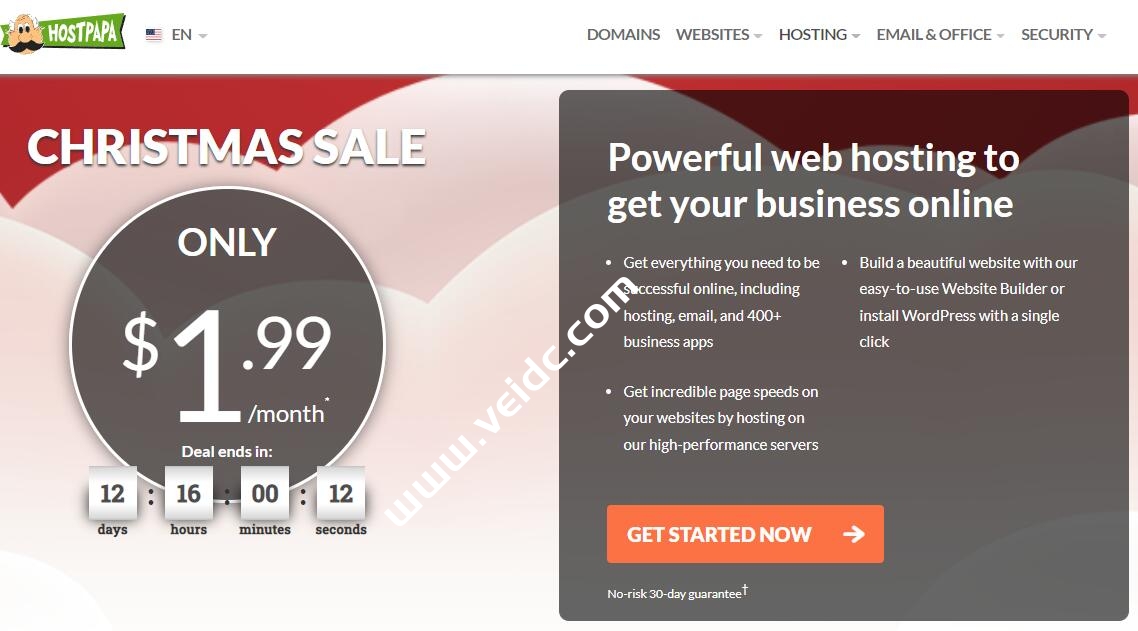 HostPapa：2021年圣诞大促，wordpress主机，外贸独立主机每月低至$1.99-国外主机测评