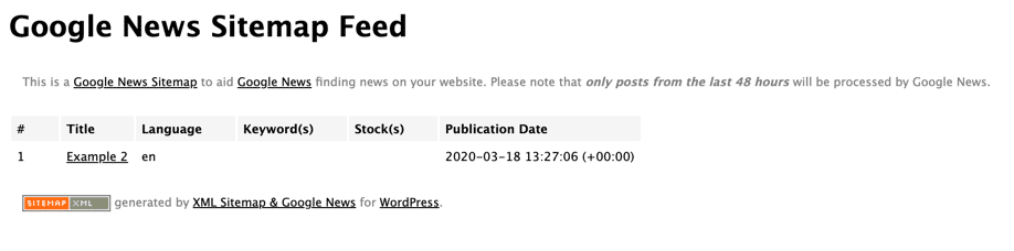 Google新闻站点地图供稿示例
