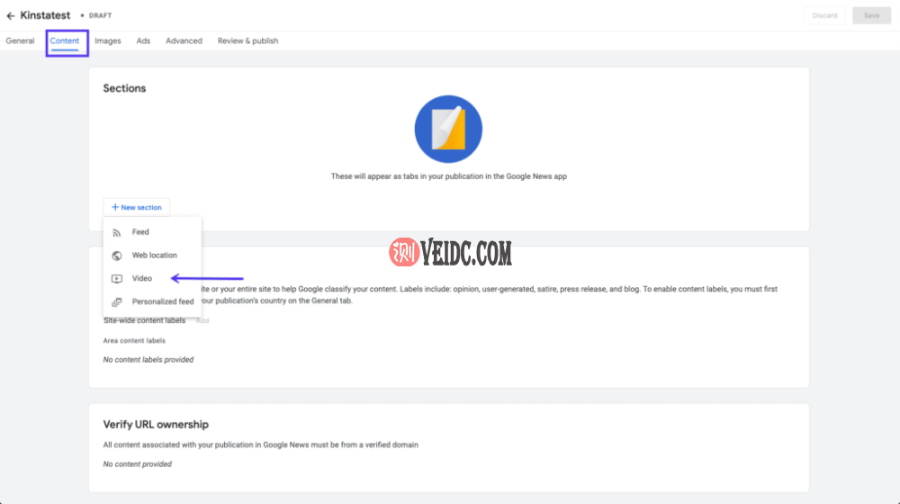 将视频添加到发布商中心