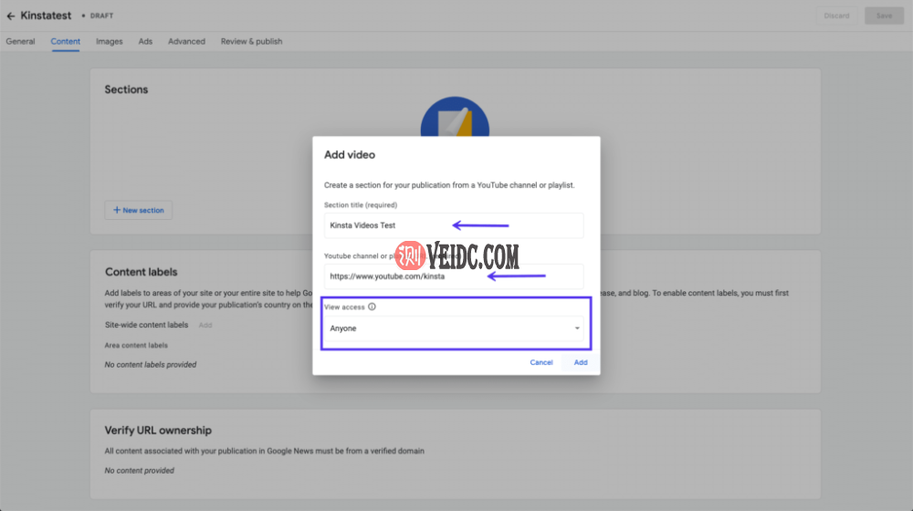 在发布商中心添加YouTube频道