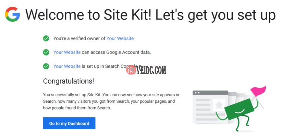 Site Kit设置成功消息