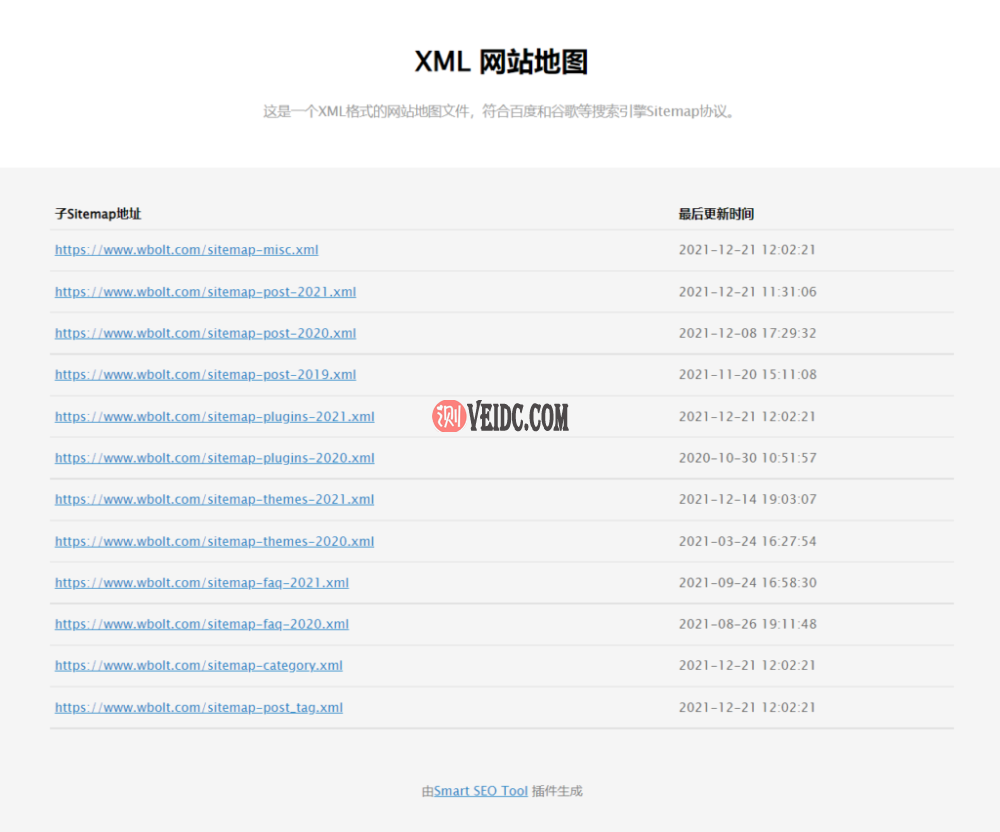 XML站点地图示例