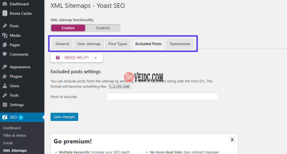 配置Yoast SEO XML站点地图