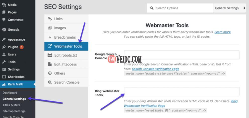 RankMath之Bing网站管理员工具设置