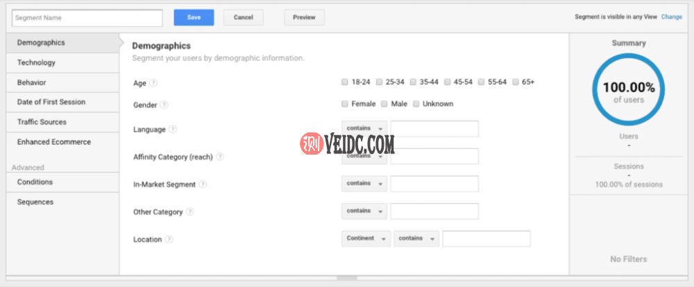 在Google Analytics中细分用户