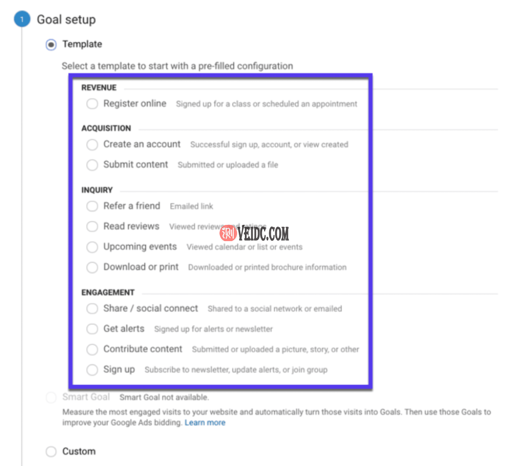 目标设置——选择最准确的描述或自定义目标