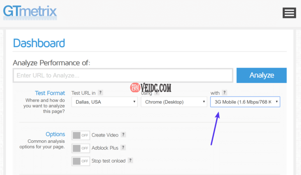 使用GTmetrix测试3G速度