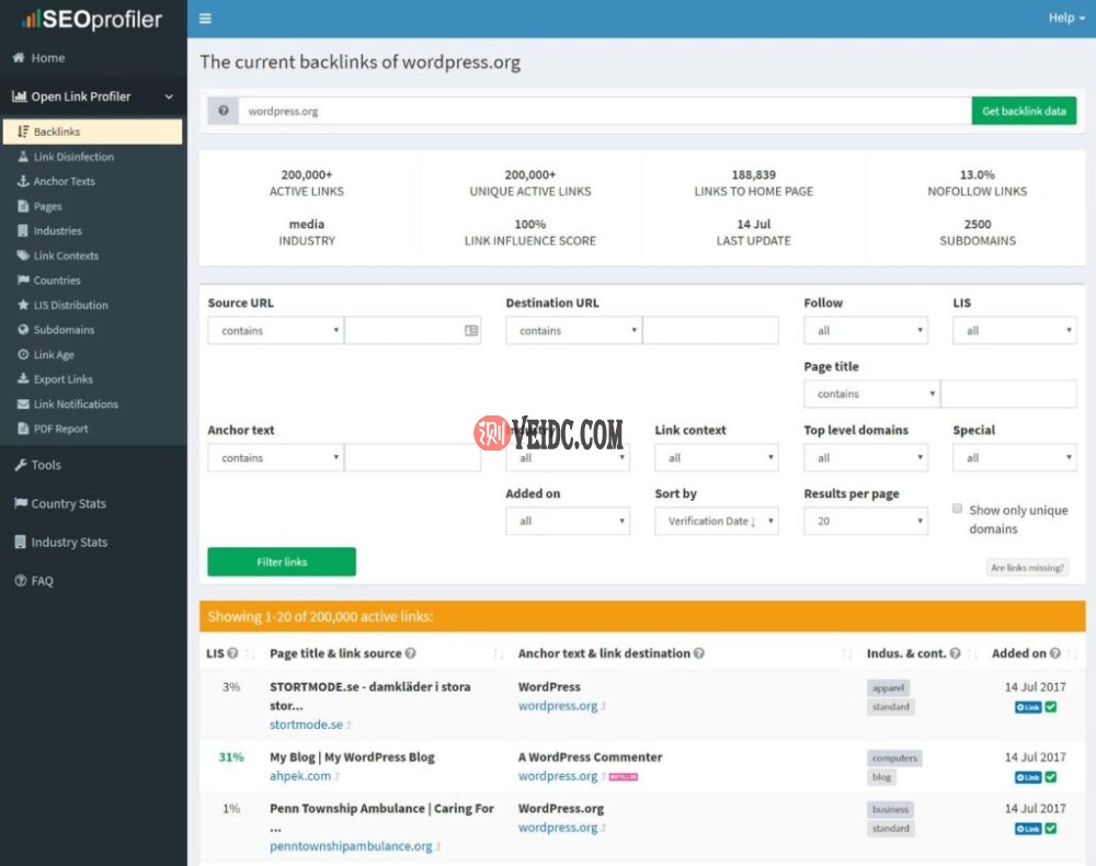 打开链接分析器
