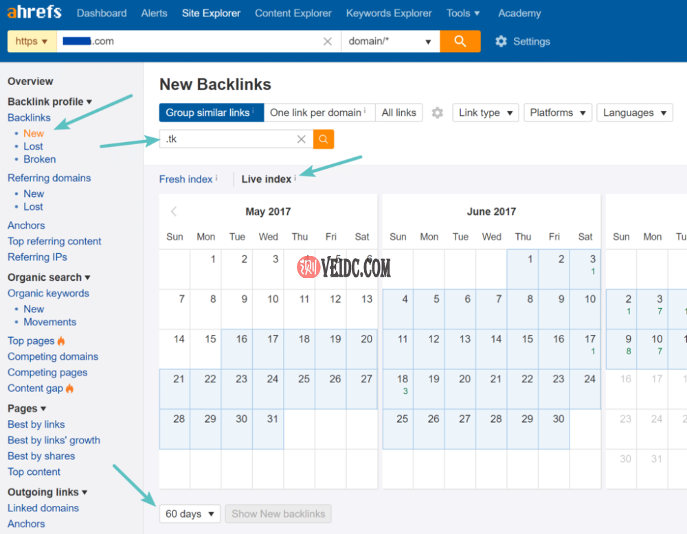 在Ahrefs中过滤反向链接
