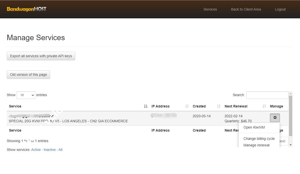 搬瓦工：新版 VPS主机管理页面功能介绍 (Manage Services)-国外主机测评