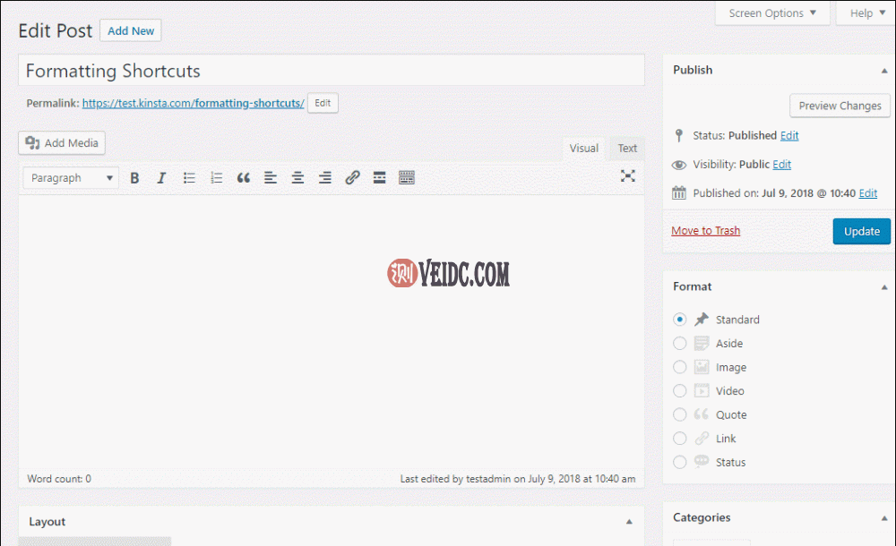 操作中的格式化快捷键示例
