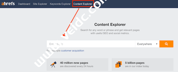 在Content Explorer中输入话题