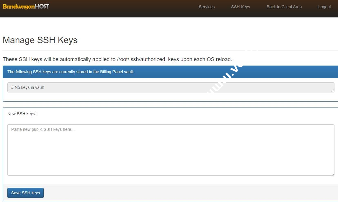 搬瓦工：新增SSH Keys 管理页面，可上传 SSH 密钥在重装系统时自动配置-国外主机测评