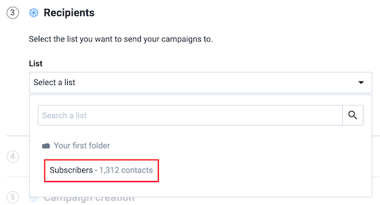 选择推送订阅邮件列表