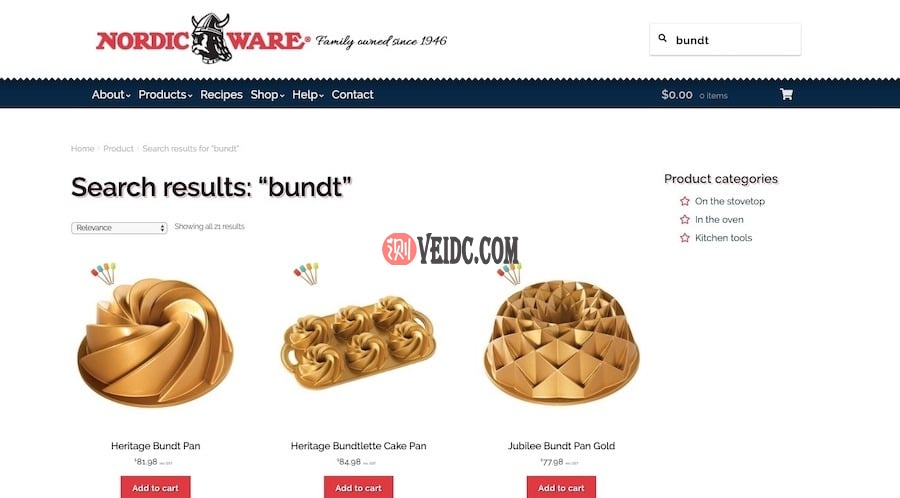 Nordic Ware：搜索结果页面