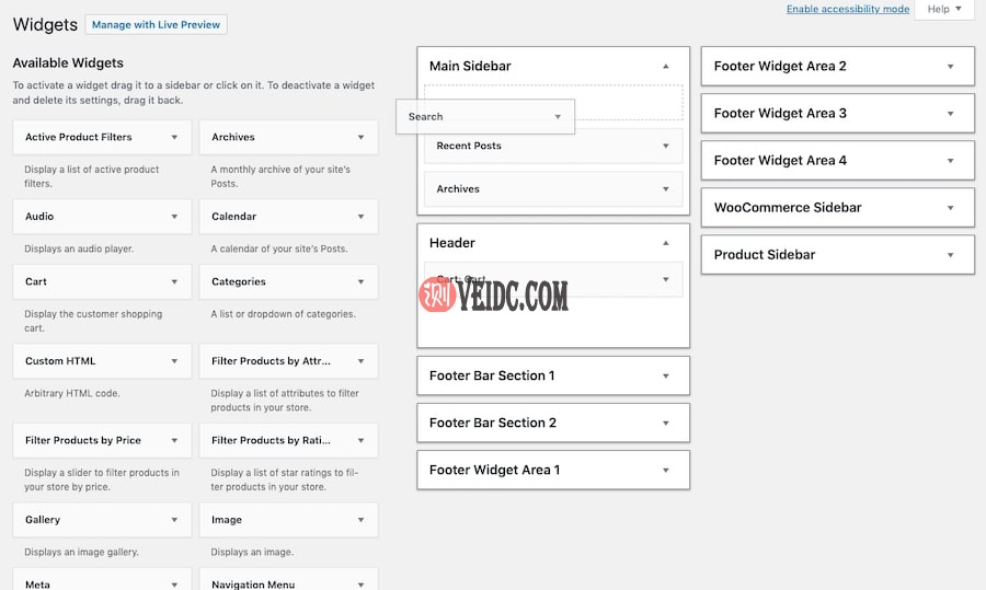 通过拖放添加搜索小工具