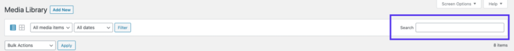 WordPress媒体库搜索栏