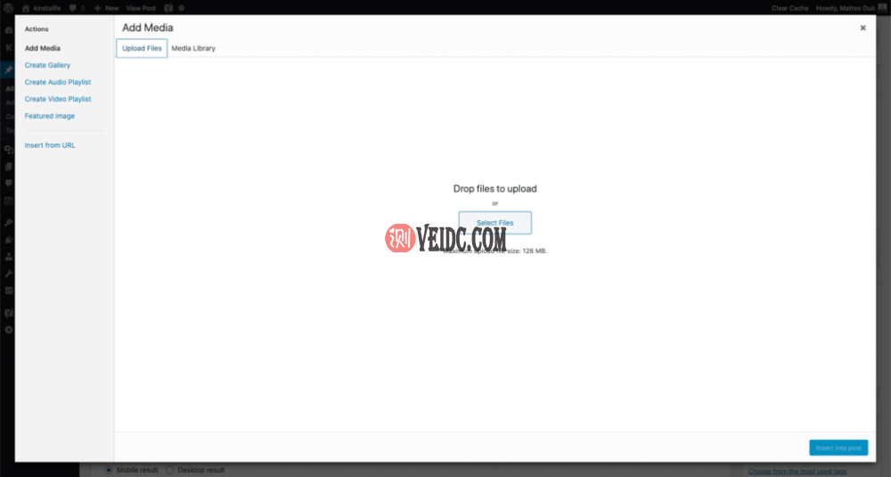 从经典编辑器上传媒体