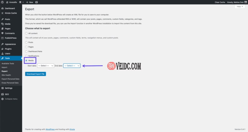 导出WordPress媒体