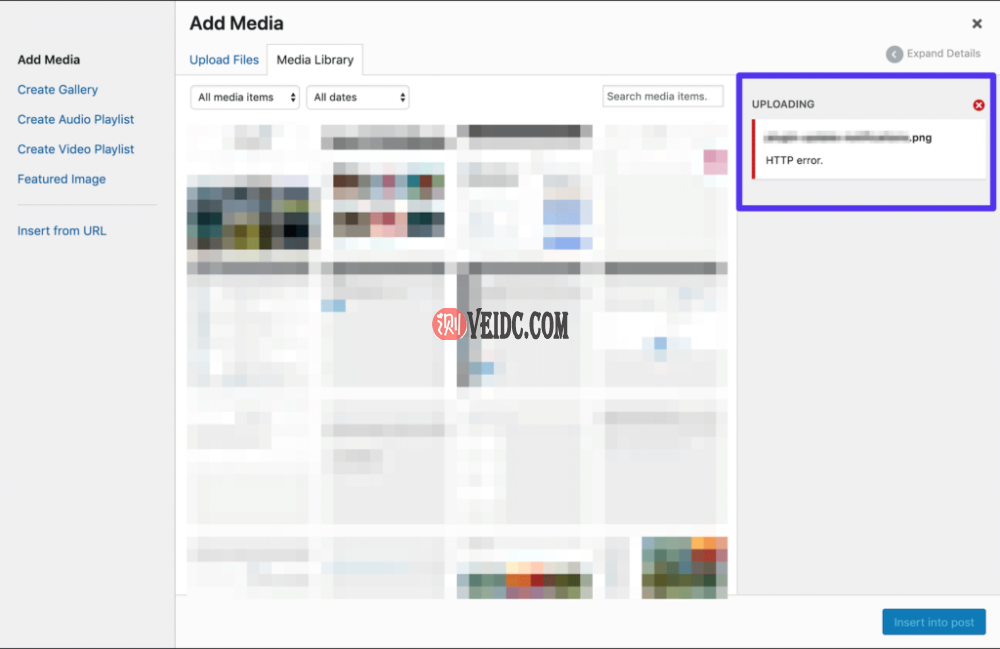 媒体上传的HTTP错误