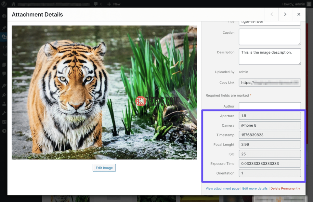 WordPress附件详细信息中的EXIF和IPTC元数据字段
