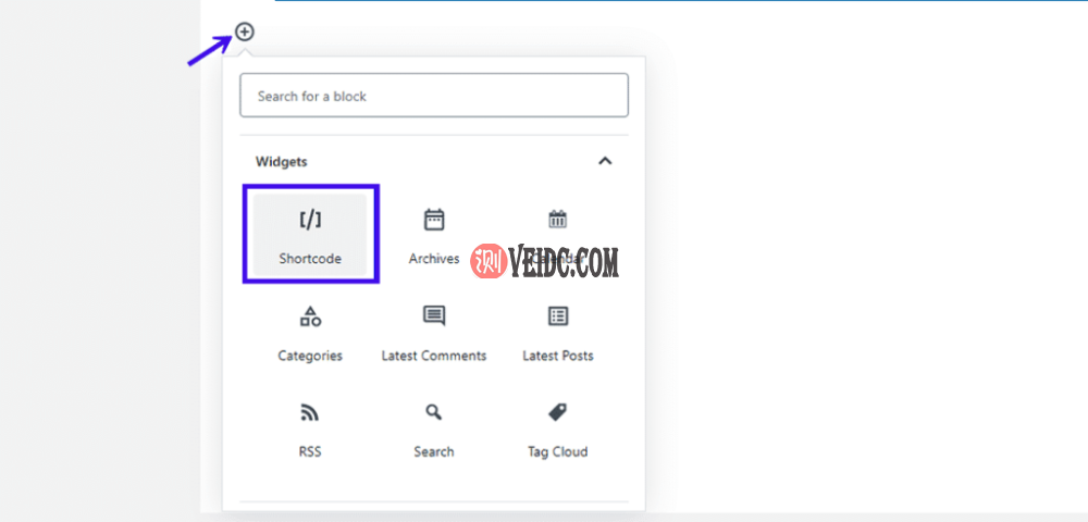 在古腾堡中添加短代码区块