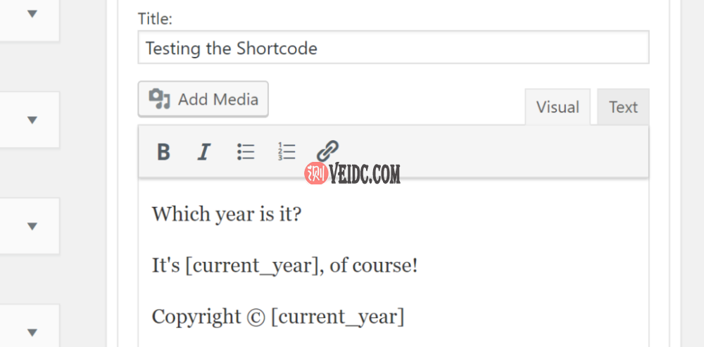 通过将自定义短代码添加到站点来测试它