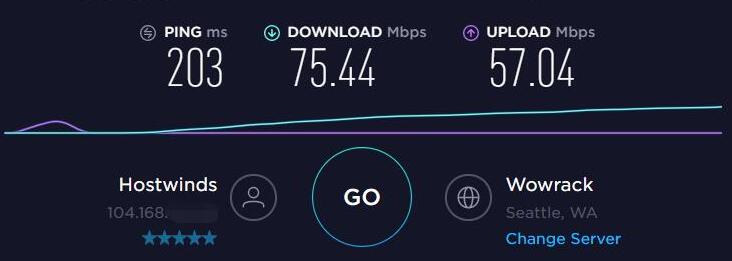 Hostwinds VPS 上传下载速度测试