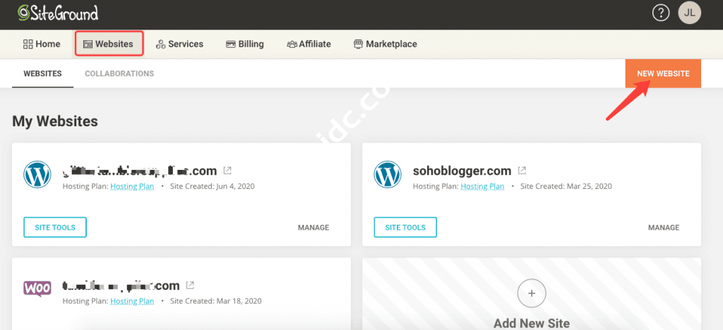 登录siteground后台