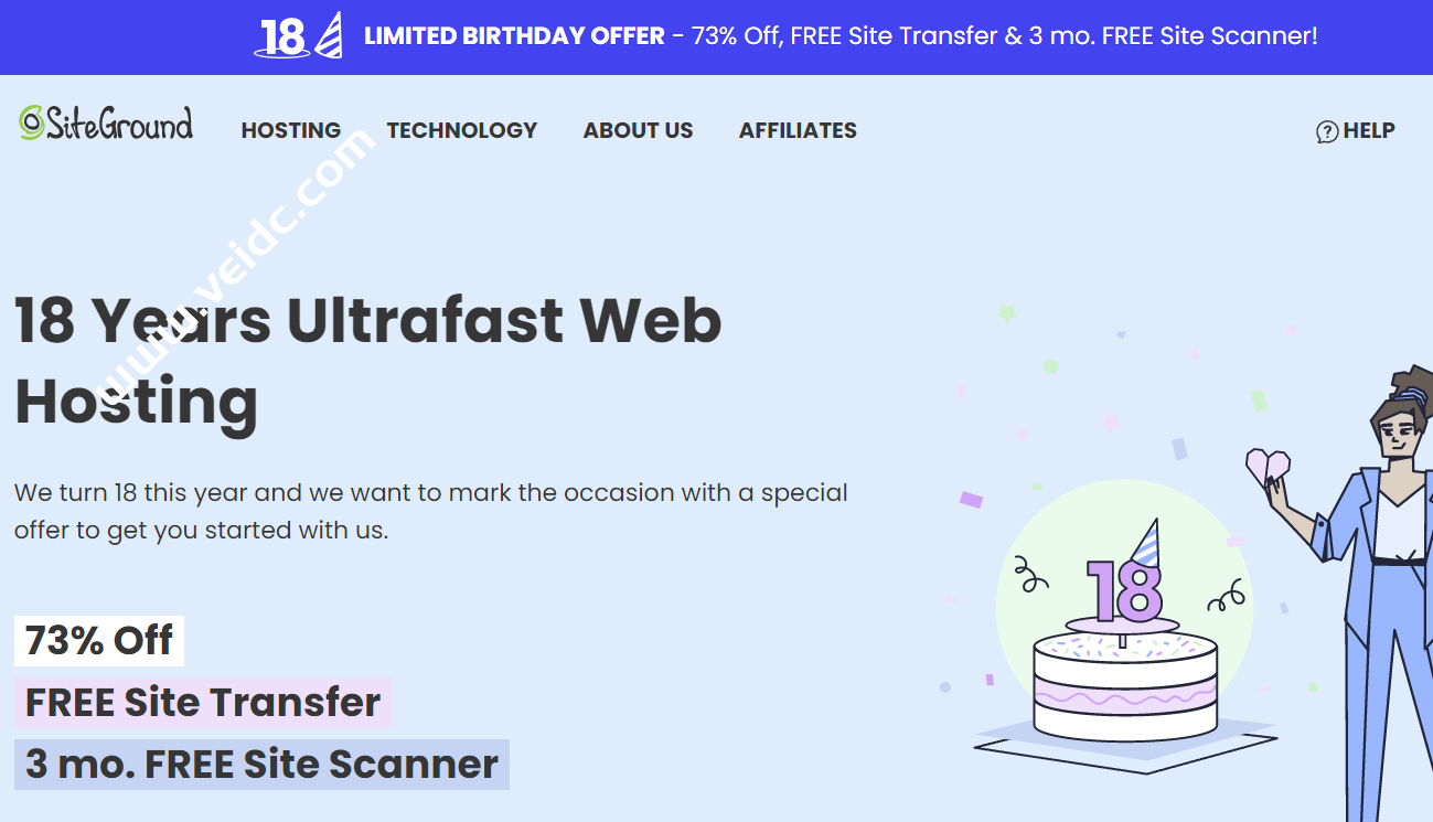 SiteGround18周年庆：云主机一律2.7折优惠，100%运作在Google cloud谷歌云上，虚拟主机高达73% 折扣-国外主机测评
