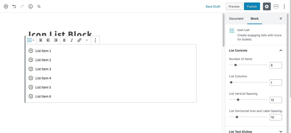 List Content Configuration