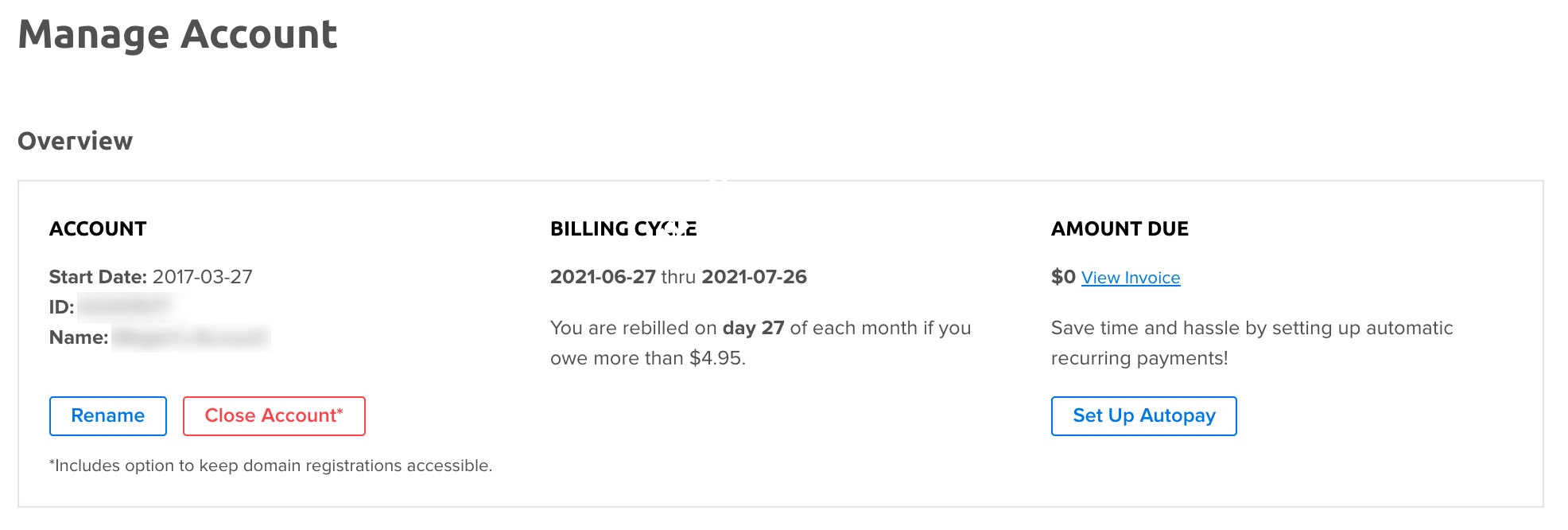 面板中的“管理帐户”选项卡